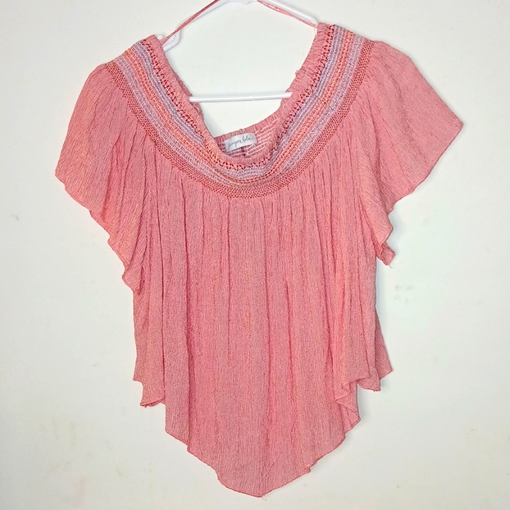 Juniper Blu Red & White Striped off shoulder blouse | Size: Large‎